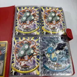Red Pikachu Binder 4 Pocket 1999 Vintage with 119 Cards and 2 Coins - Image 3