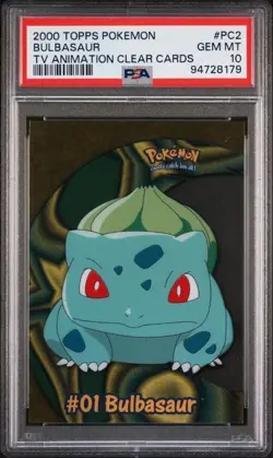 2000 Topps Pokemon TV Animation Clear Cards #PC2 Bulbasaur PSA GEM MINT 10 - Image 1