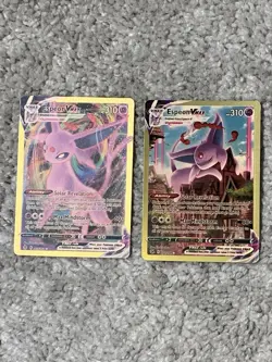 Pokemon Set of 2 Espeon VMax HP310 Solar Revelation Gold Foil Fan Art NM! - Image 1