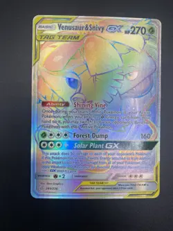 Pokemon Cosmic Eclipse Venusaur & Snivy GX Tag Team 249/236 Rainbow Secret Rare - Image 1