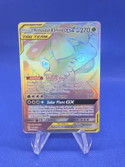 Pokemon Cosmic Eclipse Venusaur & Snivy GX Tag Team 249/236 Rainbow Secret Rare - Image 1