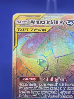Pokemon Cosmic Eclipse Venusaur & Snivy GX Tag Team 249/236 Rainbow Secret Rare - Image 3