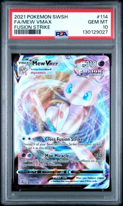 2021 POKEMON SWORD & SHIELD FUSION STRIKE #114 FULL ART/MEW VMAX PSA 10 - Image 1