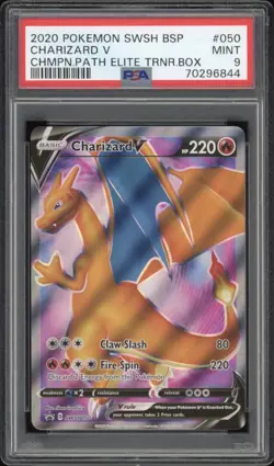 2020 Pokemon Champion’s Path ETB Charizard V FA Promo SWSH050 PSA 9 MINT - Image 1