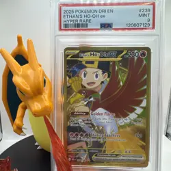 2025 POKEMON DRI EN-DESTINED RIVALS HYPER RARE #239 ETHAN'S HO-OH EX PSA 9 - Image 1