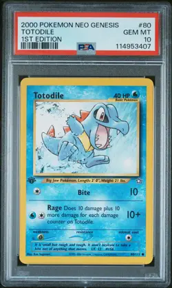 2000 POKEMON NEO GENESIS 1ST ED #80 TOTODILE PSA 10 - Image 1