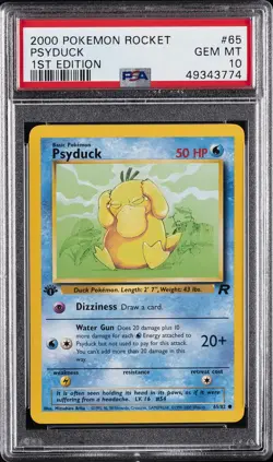 2000 POKEMON ROCKET 1ST ED #65 PSYDUCK PSA 10 - Image 1