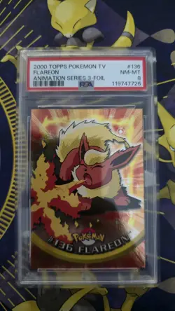 2000 TOPPS POKEMON TV ANIMATION SERIES 3 136 FLAREON FOIL PSA 8 - Image 1