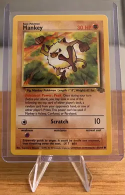 Mankey #56 Non-Holographic Pokemon Card Near Mint - 55/64 Common Jungle Set 1999 - Image 1
