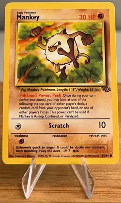 Mankey #56 Non-Holographic Pokemon Card Near Mint - 55/64 Common Jungle Set 1999 - Image 3