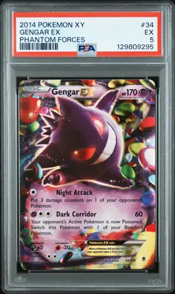 2014 POKEMON XY PHANTOM FORCES #34 GENGAR EX PSA 5 - Image 1