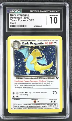 CGC 10 GEM MINT Dark Dragonite 2000 Team Rocket 5/82 Holo Pokemon Card - Image 1