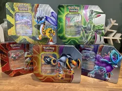 5 Pokemon TCG Tin New Sealed Paradox Destinies Walking Wake Gouging Fire - Image 1