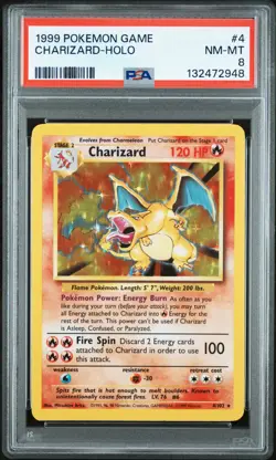 1999 POKEMON GAME #4 CHARIZARD-HOLO PSA 8 - Image 1