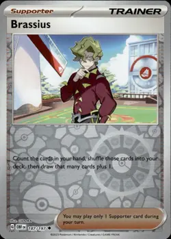 Pokemon - Brassius - 187/197 - Reverse Holo - OBSIDIAN FLAMES - NM/M - Image 1