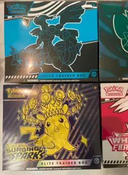 Pokemon ETB LOT 4x Twilight White Flare Black Bolt Surging Sparks ETB Sealed - Image 2