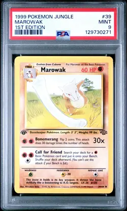 1999 POKEMON JUNGLE 1ST ED #39 MAROWAK PSA 9 - Image 1