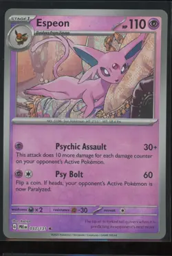 2025 Pokemon S&V Prismatic Evolutions Espeon (Master Ball Reverse Holo) #033/131 - Image 1