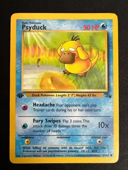 Pokemon Fossil TCG Psyduck 53/62 Regular 1st Edition Near Mint (NM) - Image 1