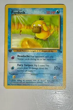 Pokemon Fossil Psyduck 53/62 - 1st Edition Non-Holo - WOTC 1999 - NEVER PLAYED - Image 1