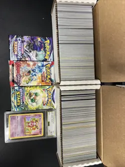 Pokemon Lot #6 3 Sealed Packs, Graded Card And About 600 Bulk Pokemon Cards - Image 1