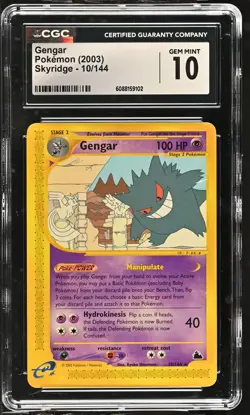 CGC 10 GEM MINT Gengar 2003 Skyridge 10/144 Pokemon Card - Image 1