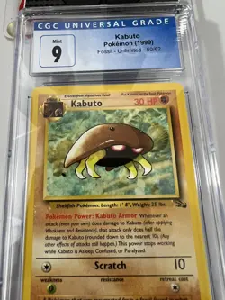 Kabuto 1999 Pokemon Fossil Unlimited 50/62 MINT Graded Card Slab CGC 9 - Image 4