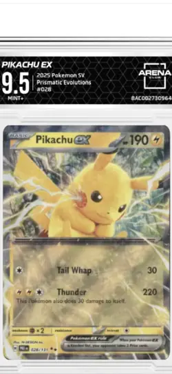 Pokemon TCG Prismatic Evolutions Holo Pikachu EX Card 028/131 SV - Image 1