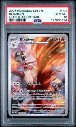 2025 POKEMON DRI EN-DESTINED RIVALS #192 BLAZIKEN ILLUSTRATION RARE PSA 10 GM - Image 1