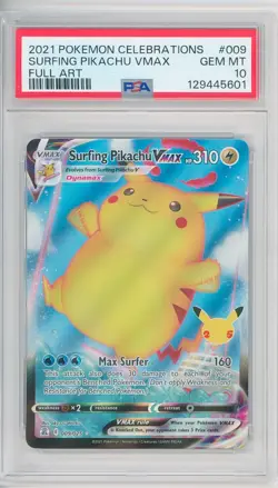 2021 Pokemon Celebrations SURFING PIKACHU VMAX #009/025 💎 PSA 10 Gem Mint - Image 1