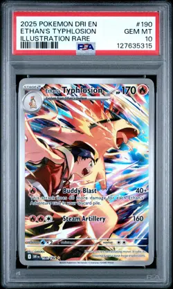2025 POKEMON DRI EN-DESTINED RIVALS ILLUSTRATION ETHAN'S TYPHLOSION 190 PSA 10 - Image 1
