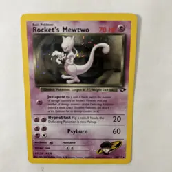 🐱 Rocket's Mewtwo 14/132 Gym Challenge Holo Pokemon TCG Vintage LP Condition 🌠 - Image 2