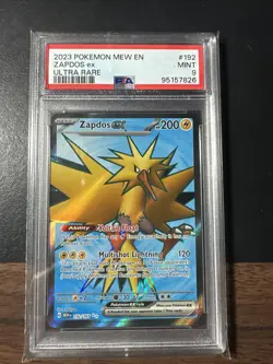 ZAPDOS EX #192 ULTRA RARE FULL ART 2023 POKEMON MEW SCARLET & VIOLET 151 PSA 9 - Image 1