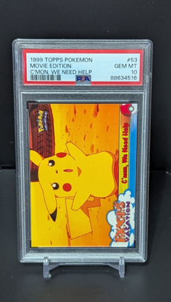 1999 TOPPS POKEMON THE MOVIE EDITION C'MON, WE NEED HELP #53 PIKACHU PSA 10 GEM - Image 1