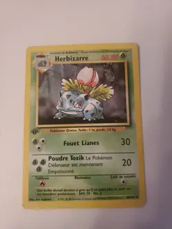 Pokemon FRENCH 1st Edition Base Set Ivysaur HERBIZARRE 30/102 Uncommon 1998 LP - Image 1