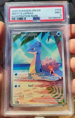 2025 Pokemon Destined Rivals Illustration Rare Misty's Lapras Holo #194 PSA 9 - Image 2