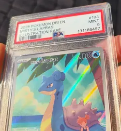2025 Pokemon Destined Rivals Illustration Rare Misty's Lapras Holo #194 PSA 9 - Image 3