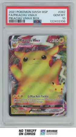 2021 Pokemon Sword & Shield BSP Pokachu VMax PSA 10 #SWSH062 - Image 1