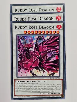 Yu Gi Oh - 3x L5DD-ENA32 Ruddy Rose Dragon - Common - Image 1
