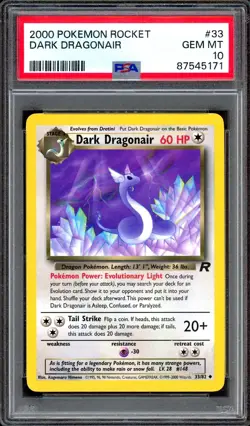 PSA 10 Dark Dragonair 33/82 Team Rocket Unlimited WOTC English Pokemon Gem Mint - Image 1