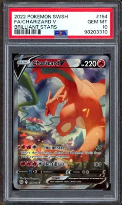 PSA 10 Charizard V 154/172 Brilliant Stars Alternate Alt Art Full SWSH Pokemon - Image 1