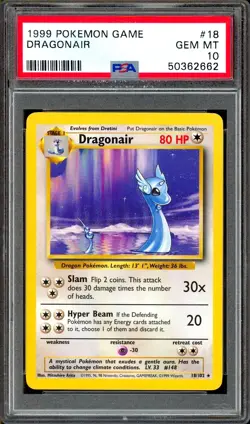 PSA 10 Base Set Dragonair 18/102 English Unlimited Rare 1999 WOTC Pokemon Mint - Image 1