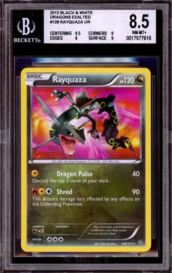BGS 8.5 Shining Rayquaza 128/124 Dragons Exalted Shiny Holo Pokemon 2012 PSA 8/9 - Image 1