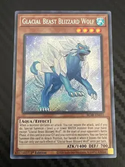 Yugioh Glacial Beast Blizzard Wolf BLAR-EN031 Secret Rare 1st Edition VLP - Image 1