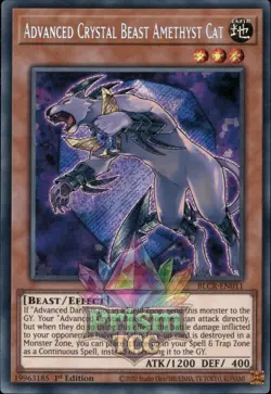 1st ed Advanced Crystal Beast Amethyst Cat secret rare BLCR-EN011 Yugioh - Image 1