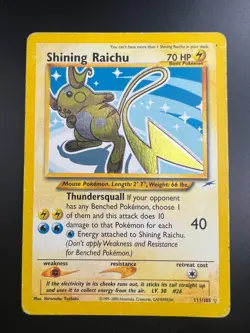 Shining Raichu - 111/105 - Pokemon Neo Destiny Unlimited Holo Rare Card WOTC MP - Image 1