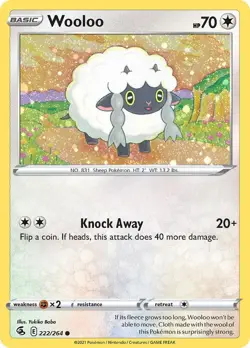 Wooloo - 222/264 - Pokemon Fusion Strike Sword & Shield Holo Rare Card NM - Image 1