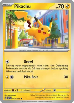 Pikachu - 018/091 - Pokemon Paldean Fates Non-Holo Rare Card NM - Image 1