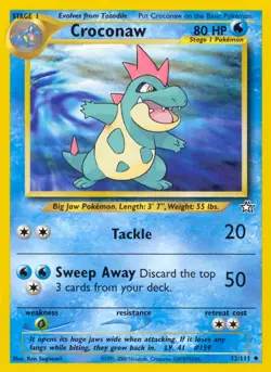 Croconaw - 32/111 - Pokemon Neo Genesis Unlimited Card WOTC LP - Image 1