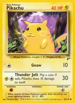Pikachu - 87/130 - Pokemon Base Set 2 Card WOTC LP - Image 1